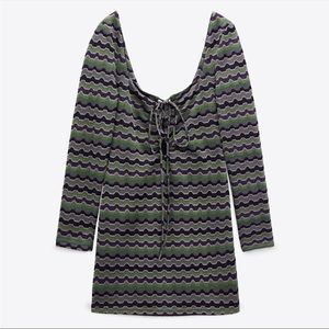 NWT Zara Y2K striped long sleeve knit cotton dress Small